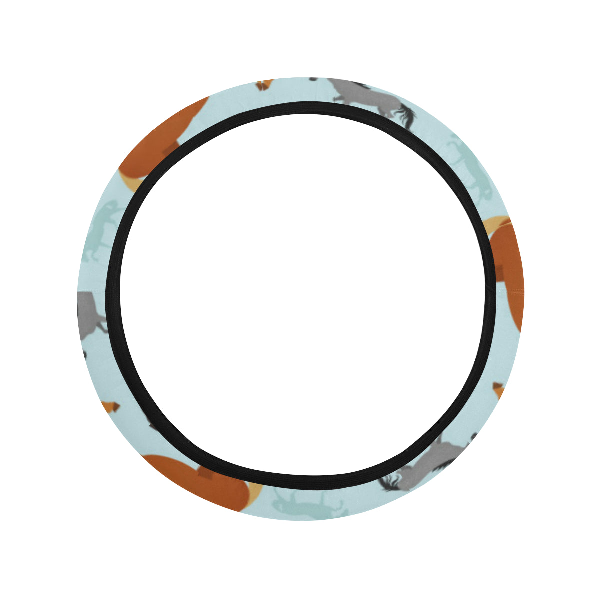 Horse Cute Themed Pattern Print Steering Wheel Cover with Elastic Edge