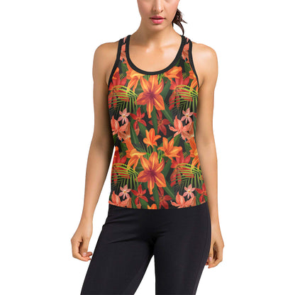 Amaryllis Pattern Print Design AL05 Women's Racerback Tank Top
