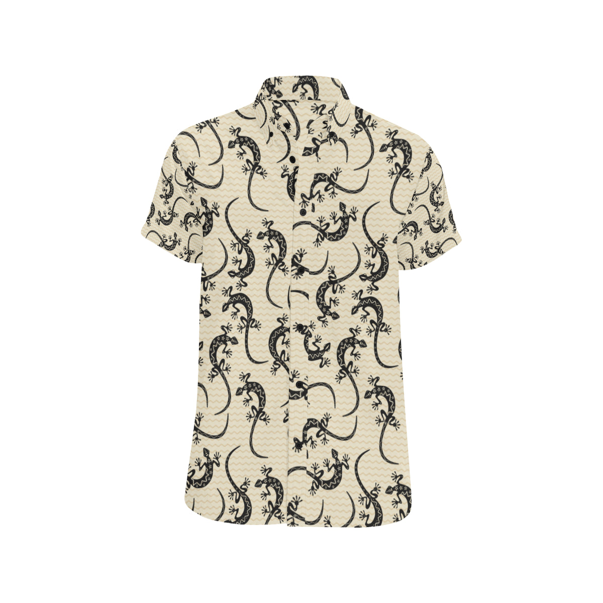 lizard Pattern Print Design 02 Men's Short Sleeve Button Up Shirt