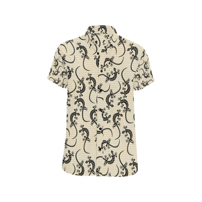 lizard Pattern Print Design 02 Men's Short Sleeve Button Up Shirt