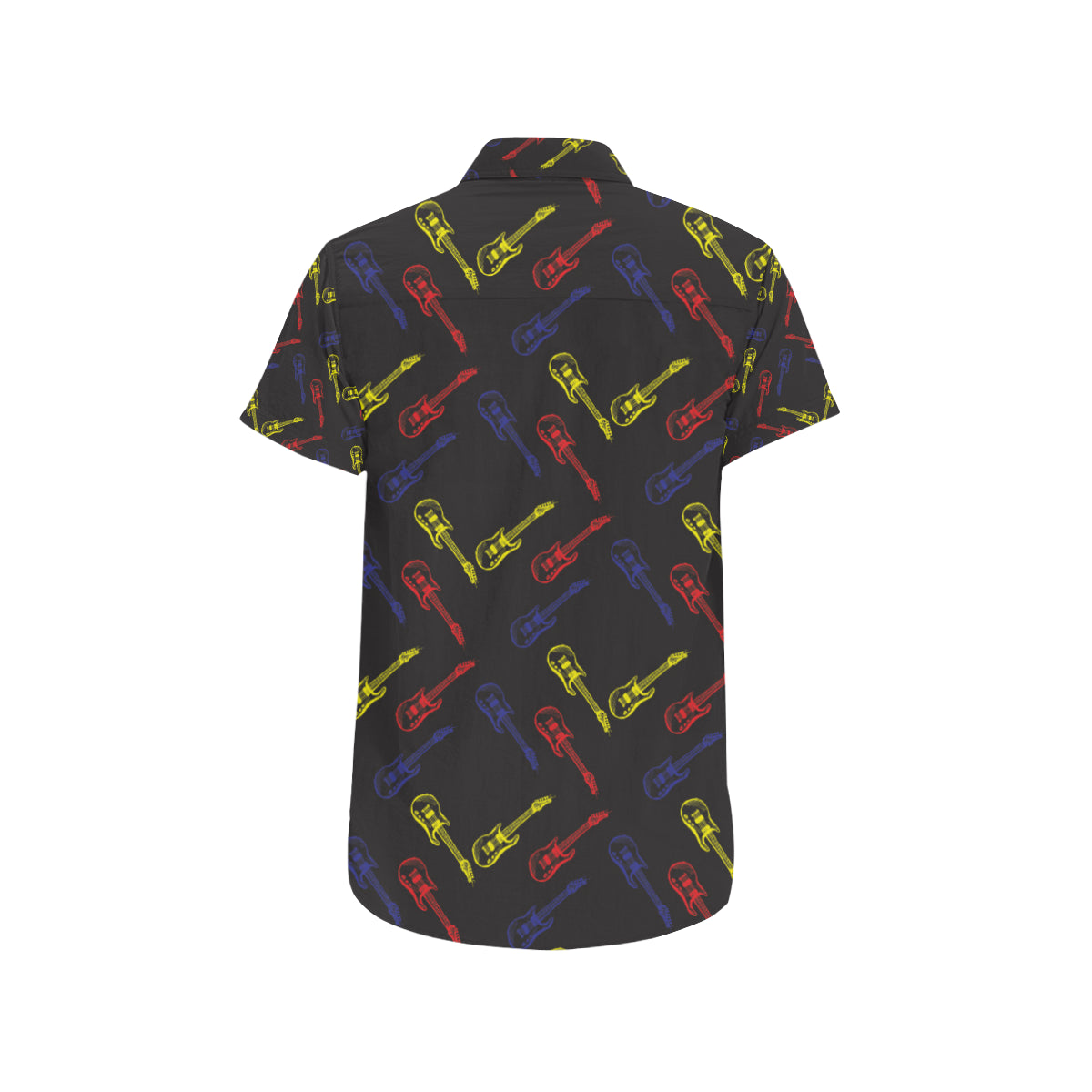 Electric Guitar Pattern Print Design 03 Men's Short Sleeve Button Up Shirt