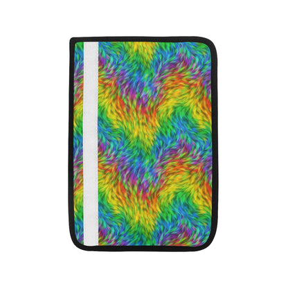 Rainbow Fur Design Print Car Seat Belt Cover