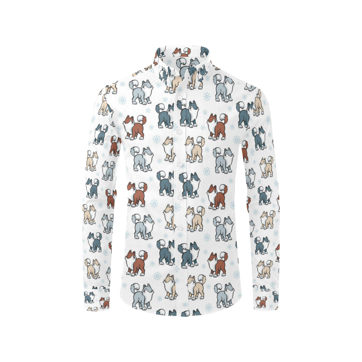 Alaskan Malamute Pattern Print Design 02 Men's Long Sleeve Shirt