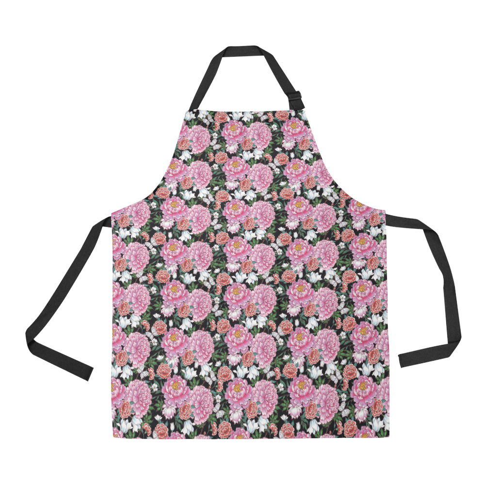 Dahlia Pattern Print Design 02 Apron with Pocket