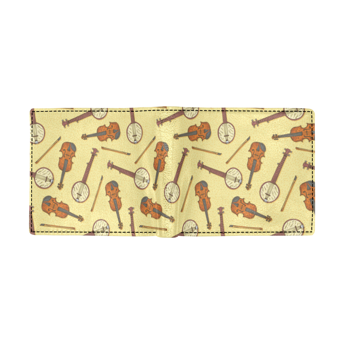 Banjo Violin Pattern Print Design 01 Men's ID Card Wallet