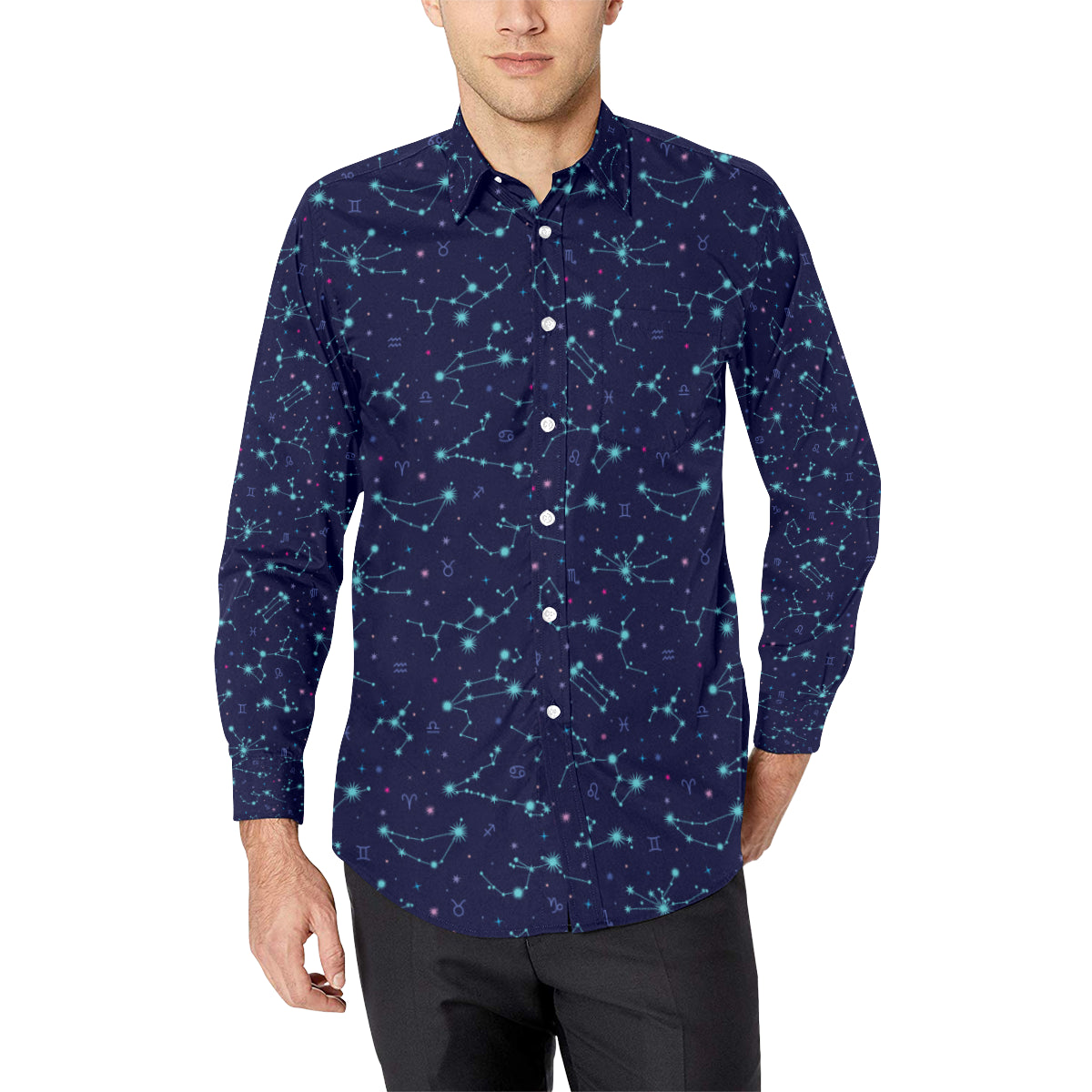 Constellation Pattern Print Design 01 Men's Long Sleeve Shirt