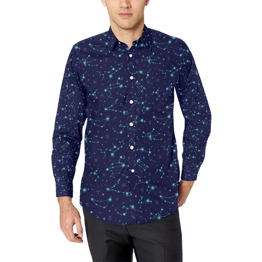 Constellation Pattern Print Design 01 Men's Long Sleeve Shirt