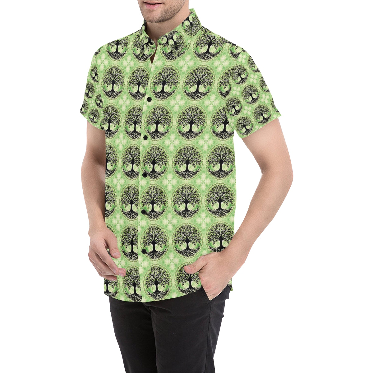 Celtic Pattern Print Design 010 Men's Short Sleeve Button Up Shirt
