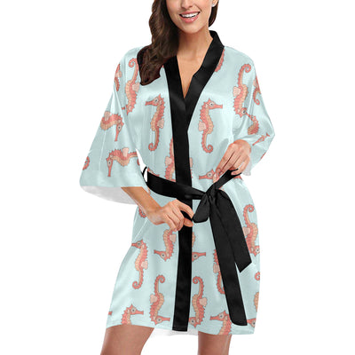 SeaHorse Pattern Print Design 01 Women's Short Kimono