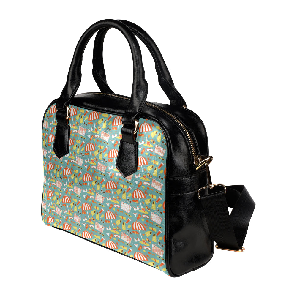 Beach Scene Pattern Print Design 02 Shoulder Handbag