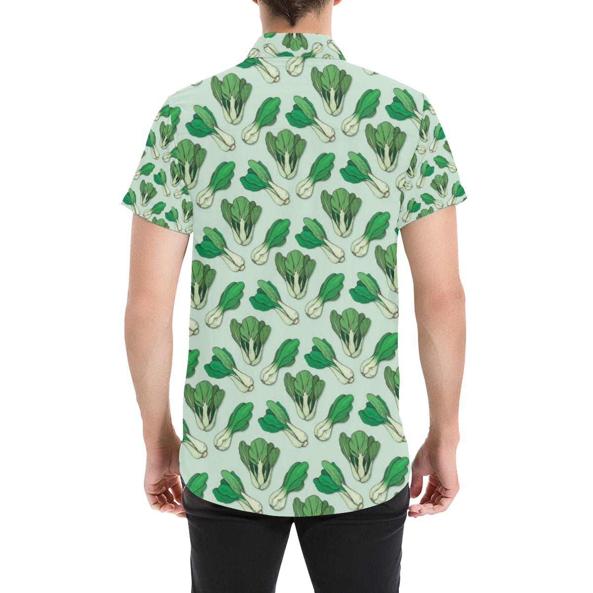 Bok Choy Pattern Print Design 01 Men's Short Sleeve Button Up Shirt