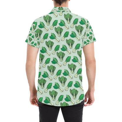 Bok Choy Pattern Print Design 01 Men's Short Sleeve Button Up Shirt