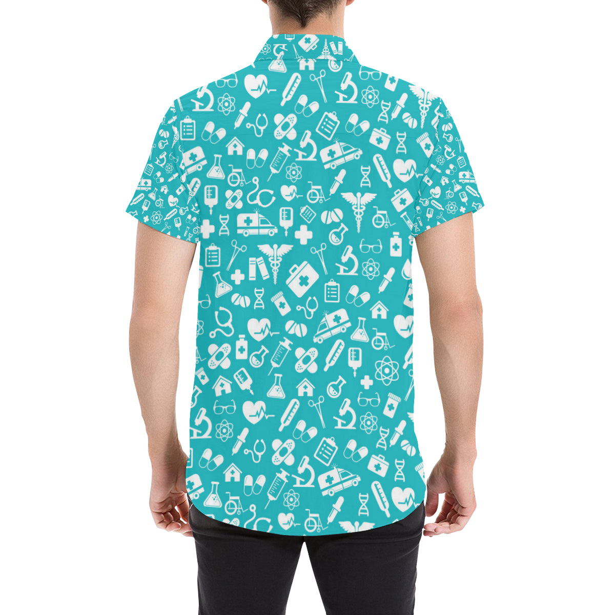 Medical Pattern Print Design 04 Men's Short Sleeve Button Up Shirt