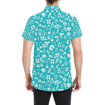 Medical Pattern Print Design 04 Men's Short Sleeve Button Up Shirt