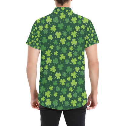 Clover  Pattern Print Design 02 Men's Short Sleeve Button Up Shirt