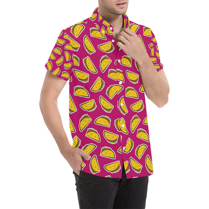 Taco Pattern Print Design TC01 Men's Short Sleeve Button Up Shirt