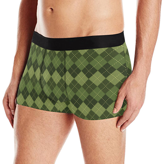 Argyle Green Pattern Print Design 01 Men's Boxer Briefs