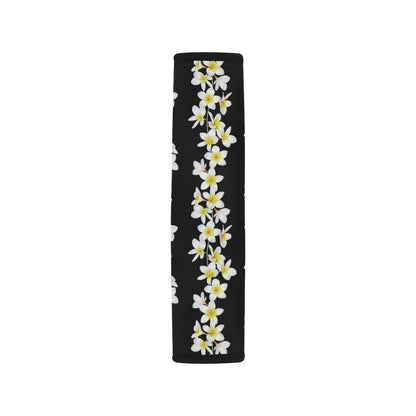 White Plumeria Pattern Print Design PM08 Car Seat Belt Cover