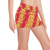 Orange Hibiscus Pattern Print Design HB018 Yoga Shorts