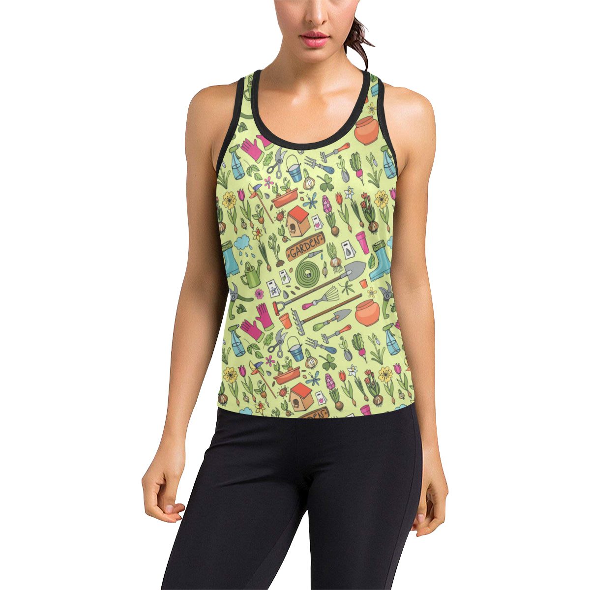Gardening Pattern Print Design G02 Women's Racerback Tank Top