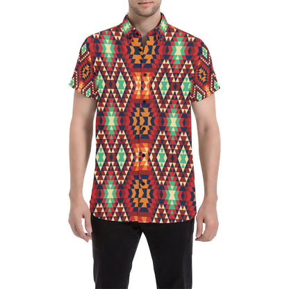 Native Pattern Print Design A07 Men's Short Sleeve Button Up Shirt
