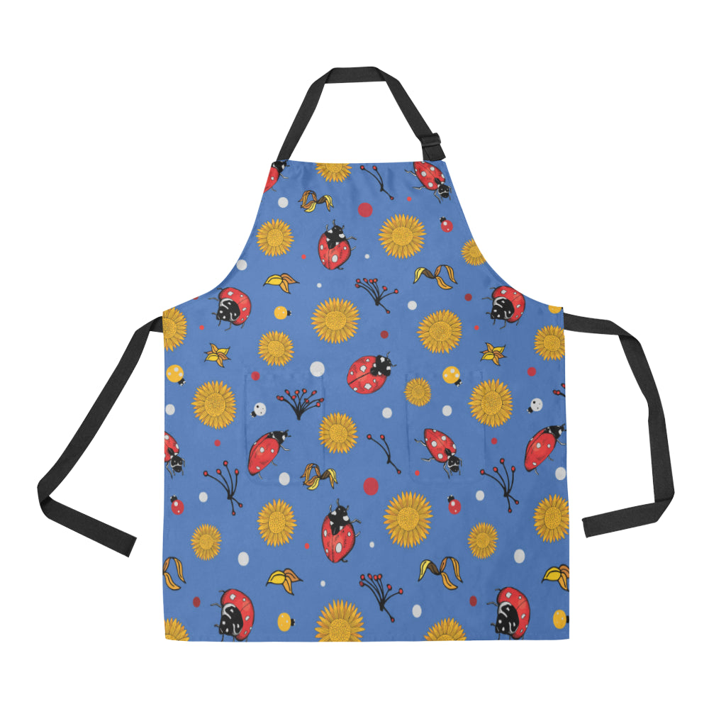 Ladybug Pattern Print Design 05 Apron with Pocket
