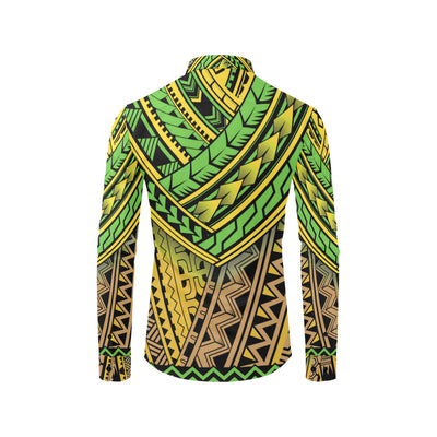 Polynesian Tribal Color Men's Long Sleeve Shirt