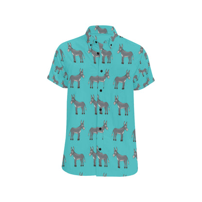 Donkey Pattern Print Design 01 Men's Short Sleeve Button Up Shirt