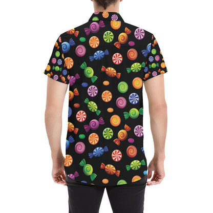 Candy Pattern Print Design 01 Men's Short Sleeve Button Up Shirt