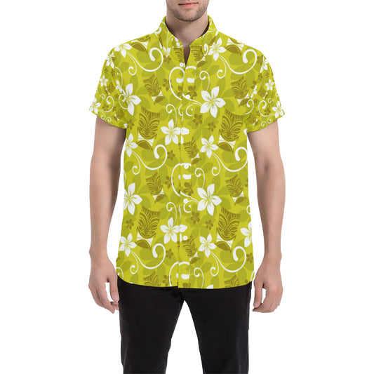 Hawaiian Themed Pattern Print Design H019 Men's Short Sleeve Button Up Shirt