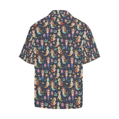 Mermaid Cartoon Pattern Print Design 03 Men's Hawaiian Shirt