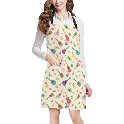 Ukulele Pattern Print Design 01 Apron with Pocket