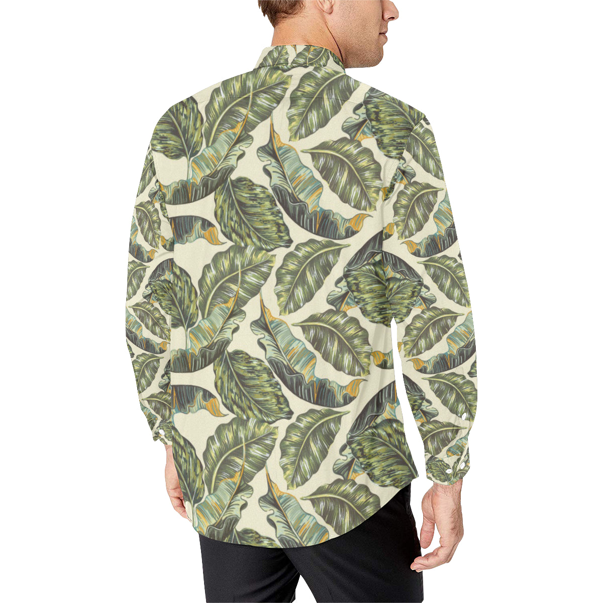Banana Leaf Pattern Print Design BL08 Men's Long Sleeve Shirt