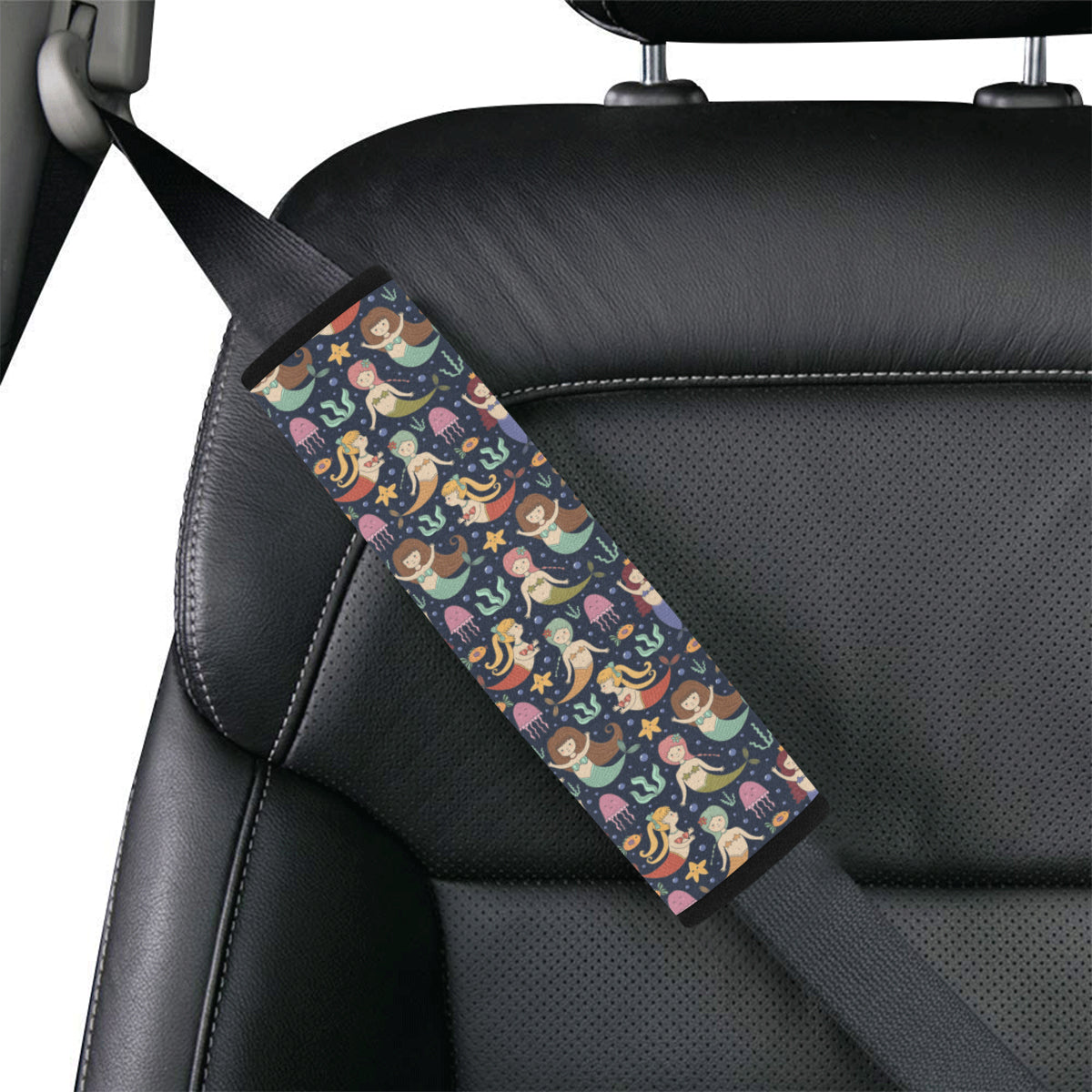Mermaid Cartoon Pattern Print Design 03 Car Seat Belt Cover