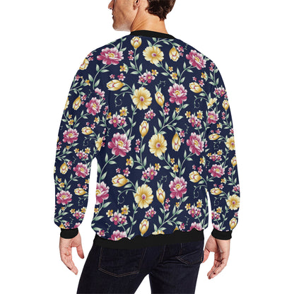 Gerberas Pattern Print Design GB03 Men Long Sleeve Sweatshirt