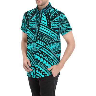 Polynesian Tribal Men's Short Sleeve Button Up Shirt