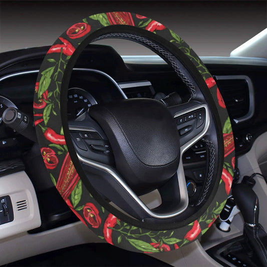 Chilli Pepper Pattern Print Design 02 Steering Wheel Cover with Elastic Edge