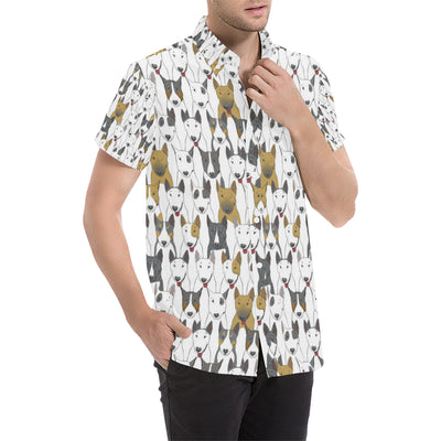 Bull Terriers Pattern Print Design 03 Men's Short Sleeve Button Up Shirt