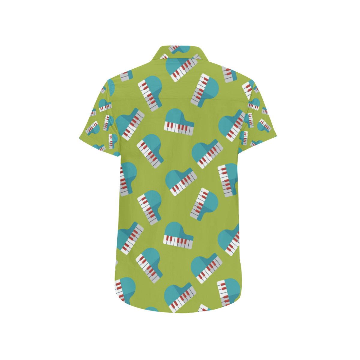 Piano Pattern Print Design 03 Men's Short Sleeve Button Up Shirt