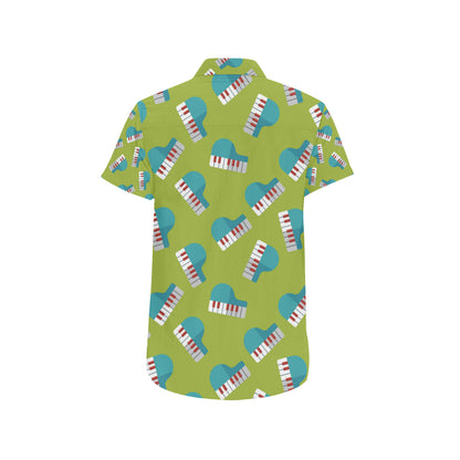 Piano Pattern Print Design 03 Men's Short Sleeve Button Up Shirt