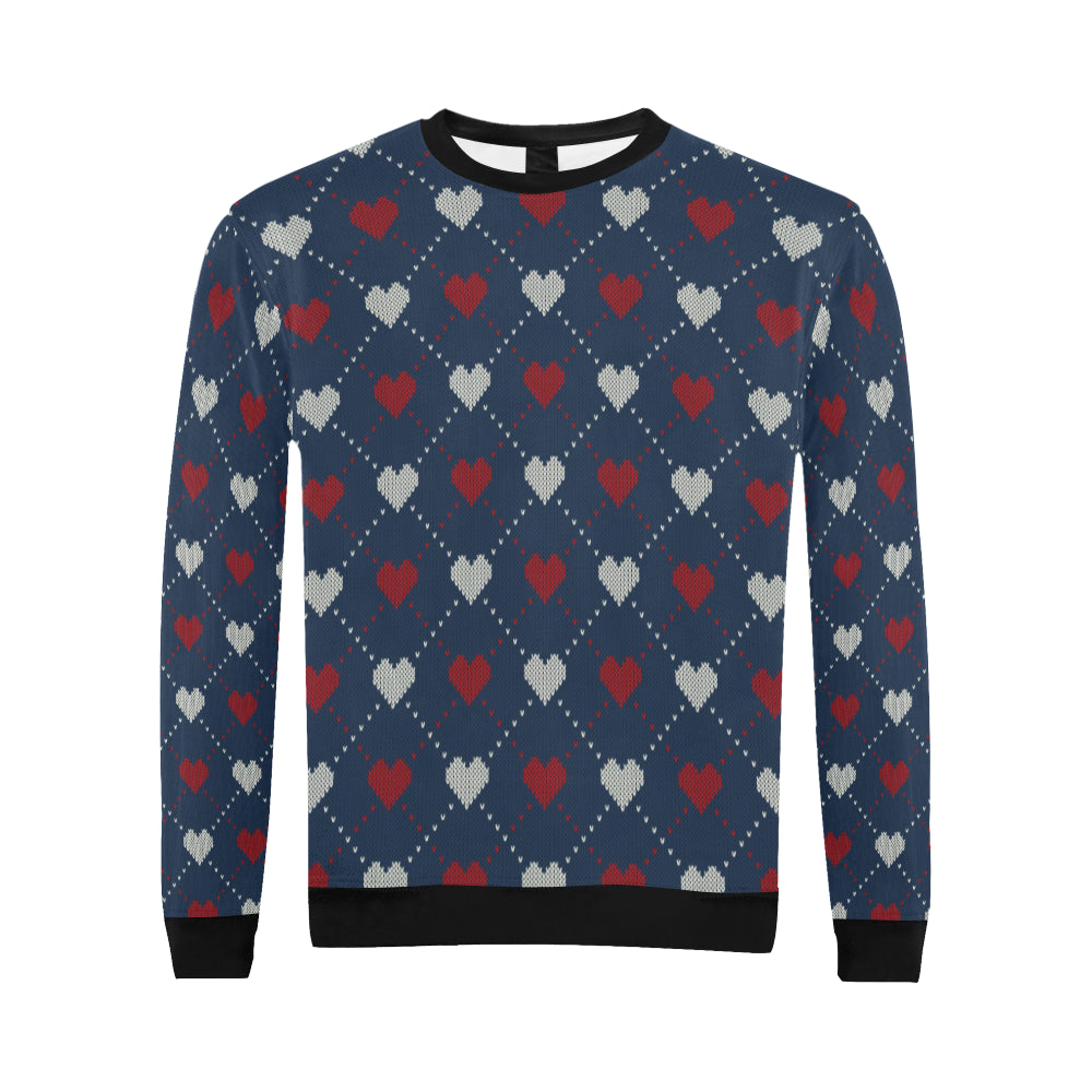 Heart Knit Pattern Print Design HE05 Men Long Sleeve Sweatshirt