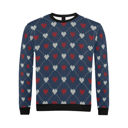 Heart Knit Pattern Print Design HE05 Men Long Sleeve Sweatshirt
