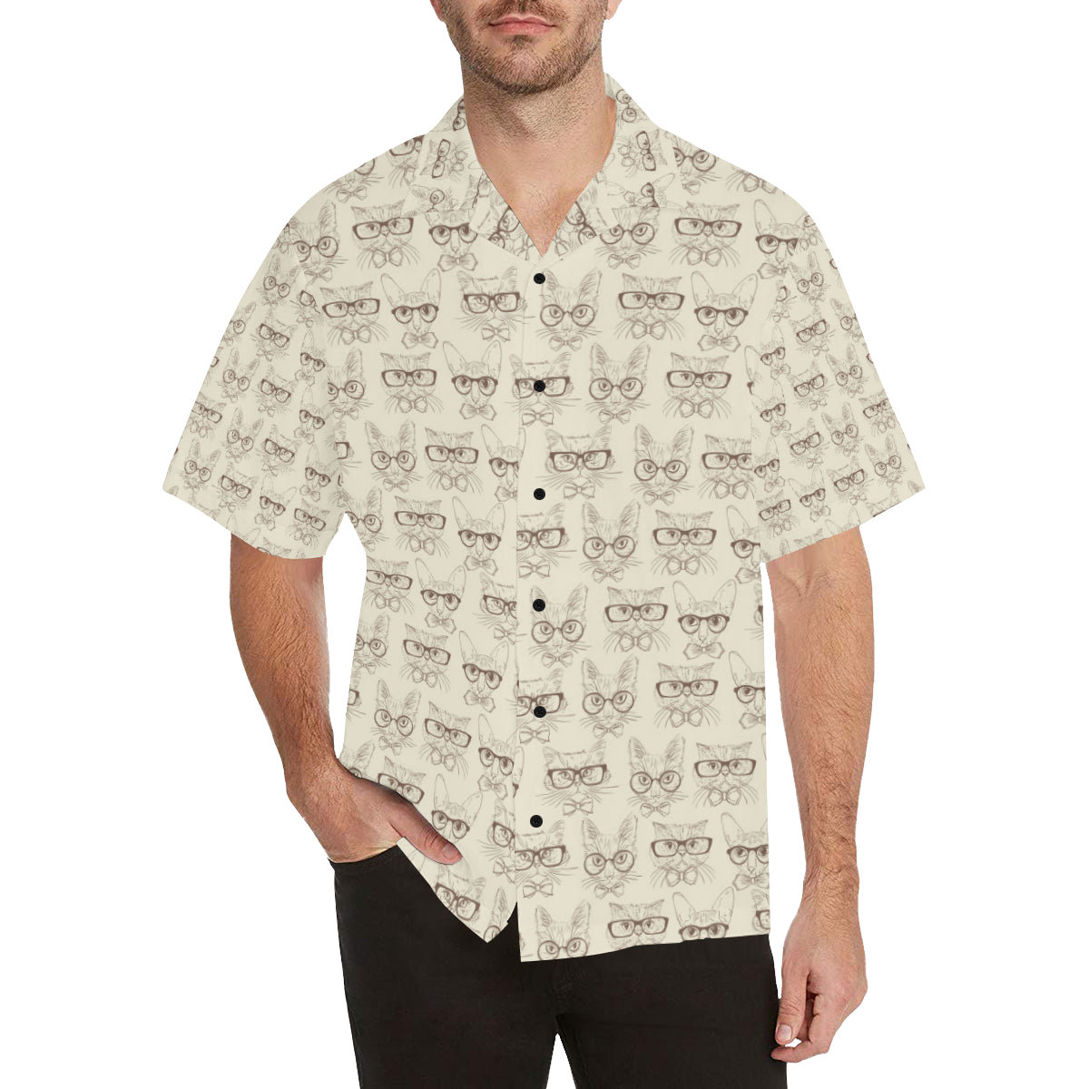 Cat Pattern Print Design 02 Men's Hawaiian Shirt