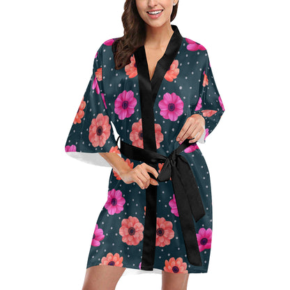 Anemone Pattern Print Design AM08 Women's Short Kimono