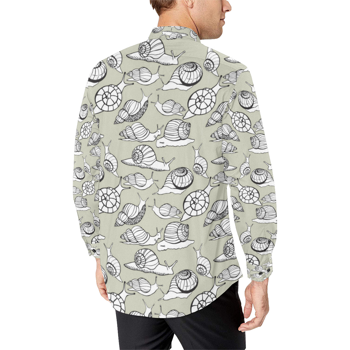 Snail Pattern Print Design 03 Men's Long Sleeve Shirt