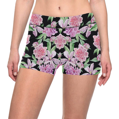 Peony Pattern Print Design PE08 Yoga Shorts