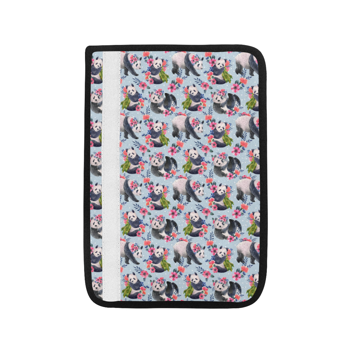 Panda Bear Flower Design Themed Print Car Seat Belt Cover