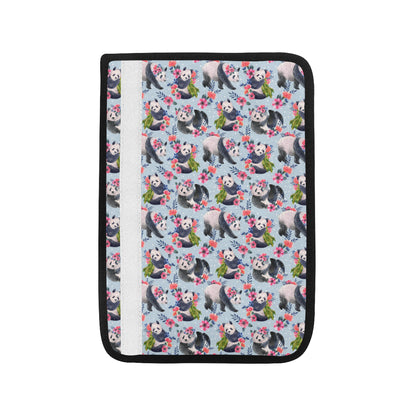 Panda Bear Flower Design Themed Print Car Seat Belt Cover