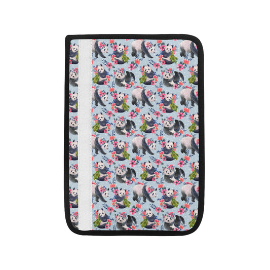 Panda Bear Flower Design Themed Print Car Seat Belt Cover