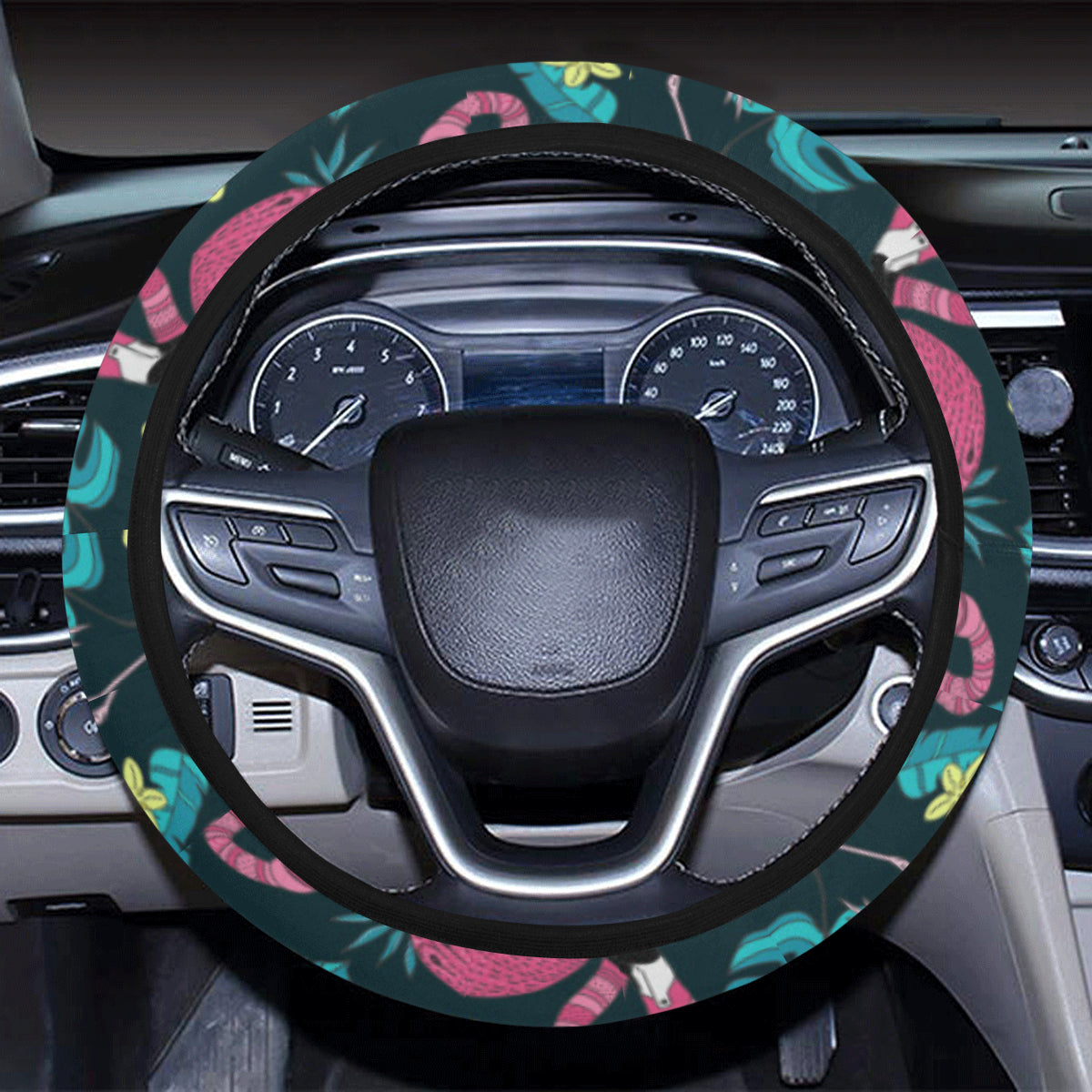 Flamingo Print Pattern Steering Wheel Cover with Elastic Edge